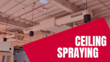 Commercial ceiling tile restoration by on-site spray painting