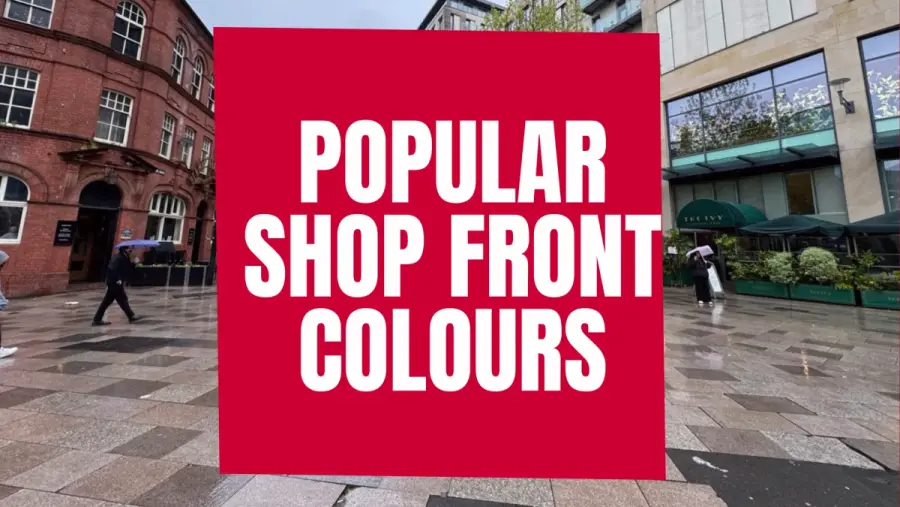 High-street shopfronts showing a range of painted colours