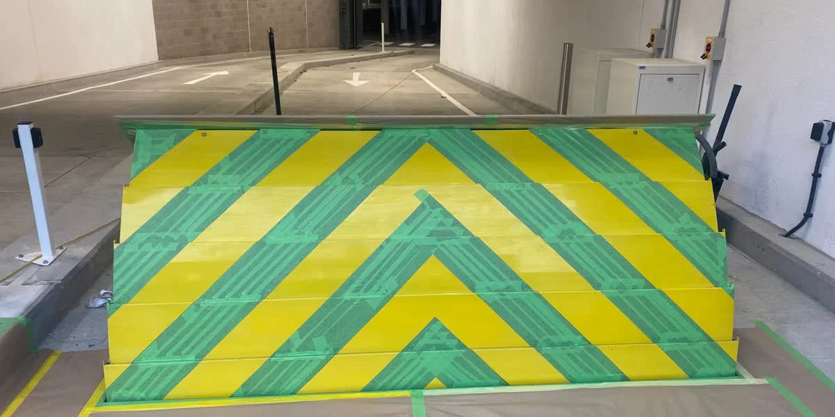 Completed road blocker recoating in Newcastle by Vanda Coatings